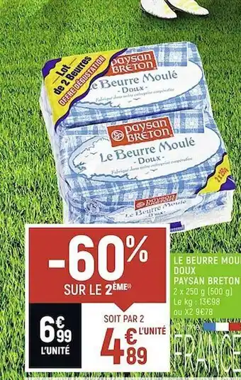 Spar Le beurre moulé doux paysan breton offre