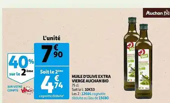 Auchan Huile d'olive extra vierge auchan bio offre