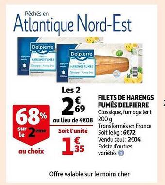 Auchan Filets de harengs fumés delpierre offre