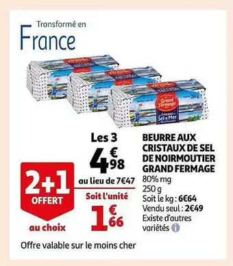 Auchan Beurre aux cristaux de sel de noirmoutier grand fermage offre