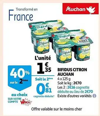 Auchan Bufidus citron auchan offre