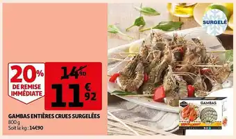 Auchan Gambas entières crues surgelées offre