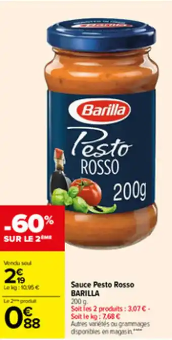Carrefour Sauce pesto rosso BARILLA offre