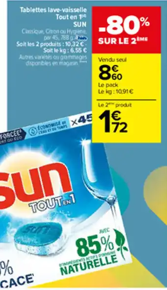 Carrefour Tablettes lave-vaisselle tout en 1 SUN offre