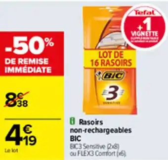 Carrefour Rasoirs non-rechargeables BIC offre