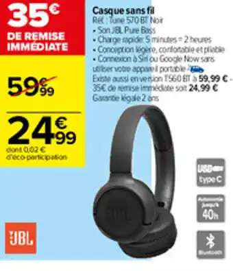 Carrefour Casque sans fil offre