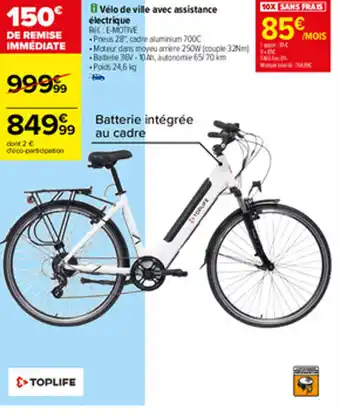Carrefour Vélo de ville avec assistance électrique offre