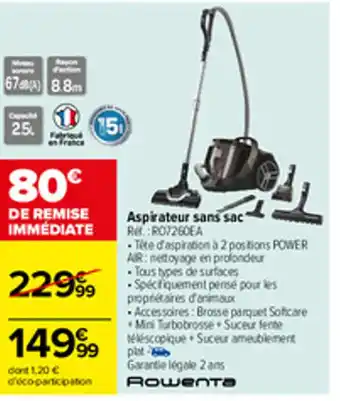 Carrefour Aspirateur sans sac offre