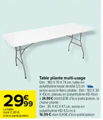 Carrefour Table pliante multi-usage offre