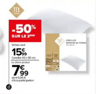 Carrefour Oreiller "mémoire de forme" offre
