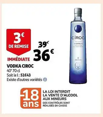 Auchan Vodka ciroc offre