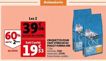 Auchan Croquettes pour chat stérilisé au poulet purina one offre