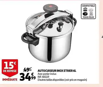 Auchan Autocuiseur inox etrier 6l offre