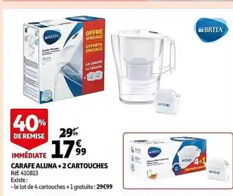Auchan Carafe aluna + 2 cartouches brita offre