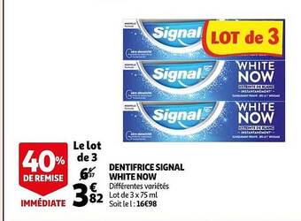Auchan Dentifrice signal white now offre