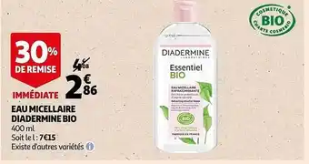 Auchan Eau micellaire diadermine bio offre