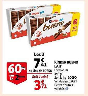 Auchan Kinder bueno lait offre
