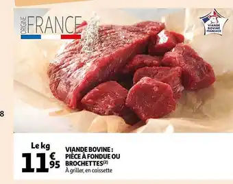 Auchan Viande bovine: pièce à fondue ou brochettes offre