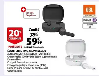 Auchan Écouteurs tws jbl wave 300 jbl by harman offre