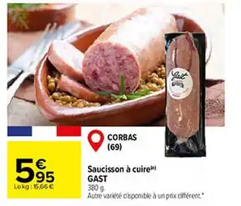 Carrefour Saucisson à cuire gast offre