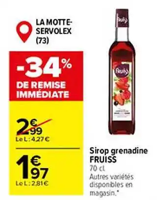 Carrefour Sirop grenadine fruiss offre