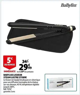 Auchan Babyliss lisseur steam lustre st089e offre