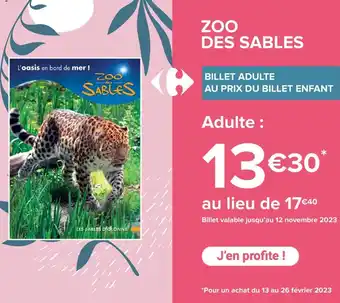 Carrefour Zoo Des Sables offre