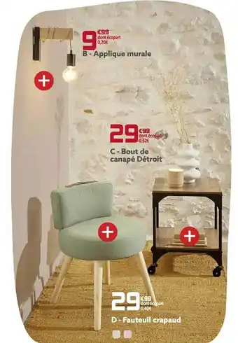 Gifi Bout de canapé détroit, applique murale ou fauteuil crapaud offre