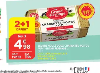 Bi1 Beurre Moule Doux Charentes-Poitou AOP Grand Fermage offre