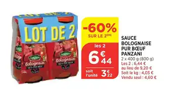 Bi1 Sauce Bolognaise Pur Boeuf Panzani offre