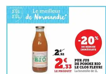 Super U Pur jus de pomme bio le clos fleuri offre