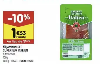 Leader Price Jambon sec superieur italien offre