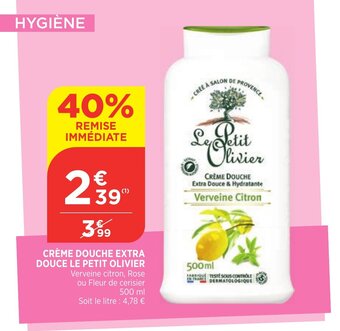 Bi1 Creme Douche Extra Douce Le Petit Olivier offre