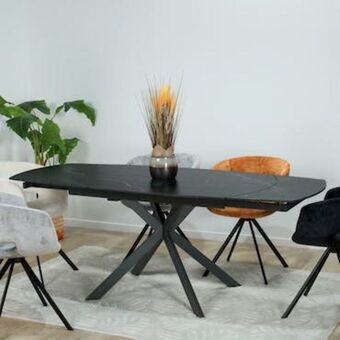 Pier Import Table extensible céramique marbrée noire pied mikado 140-200 cm ottawa offre