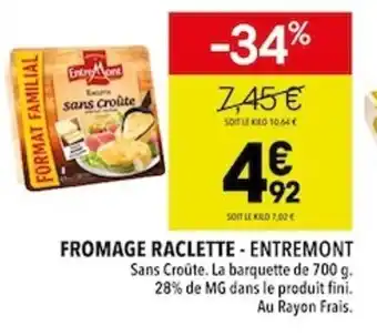 Supeco Fromage Raclette Entremont offre