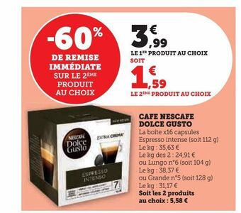Super U Cafe nescafe dolce gusto offre