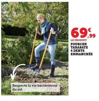 Super U Fourche tarabate 4 dents emmanchéé offre