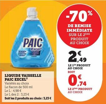 Hyper U Liquide vaisselle paic excel offre