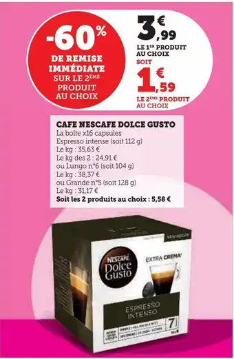 Hyper U Cafe nescafe dolce gusto offre