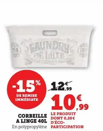 Hyper U Corbeille a linge 40l offre