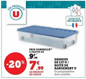 Hyper U Dessous de lit u / boite de rangement u offre