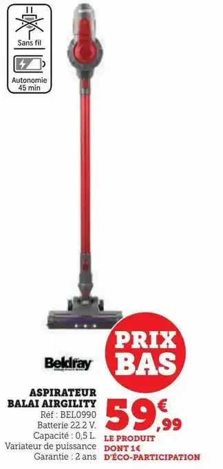 Hyper U Aspirateur balai airgility offre