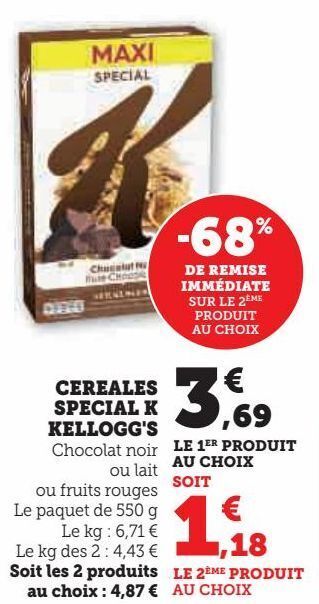 Hyper U Cereales special k kellogg's offre
