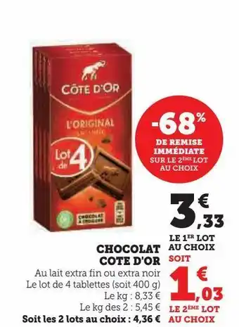 Hyper U Chocolat cote d'or offre