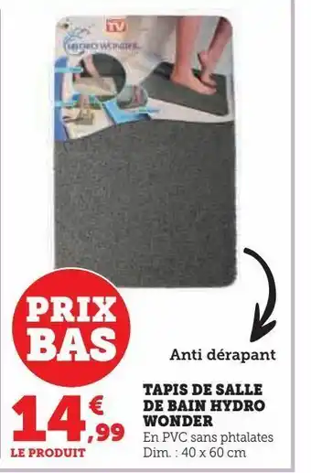 Hyper U Tapis de salle de bain hydro wonder offre