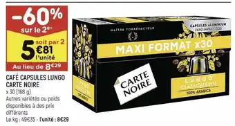 Leader Price Café capsules lungo €26 carte noire offre