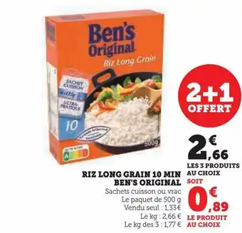 Hyper U Riz long grain 10 min ben's original offre