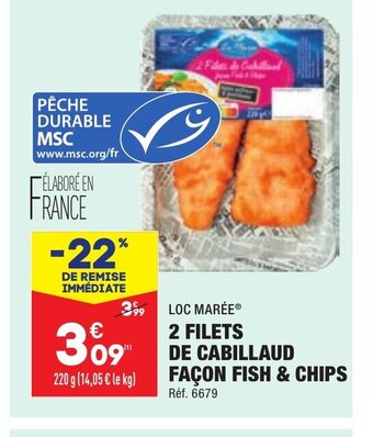 ALDI 2 Filets de Cabillaud Facon Fish & Chips offre
