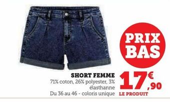 Hyper U Short femme offre