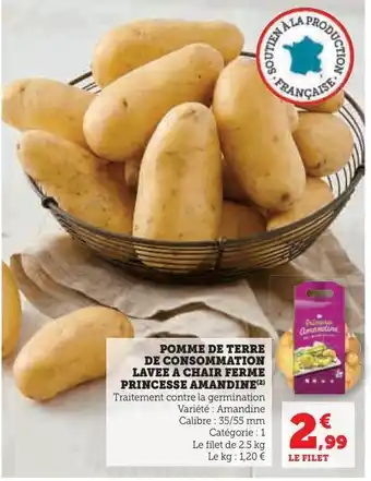 Hyper U Pomme de terre de consommation lavee a chair ferme princesse amandine offre